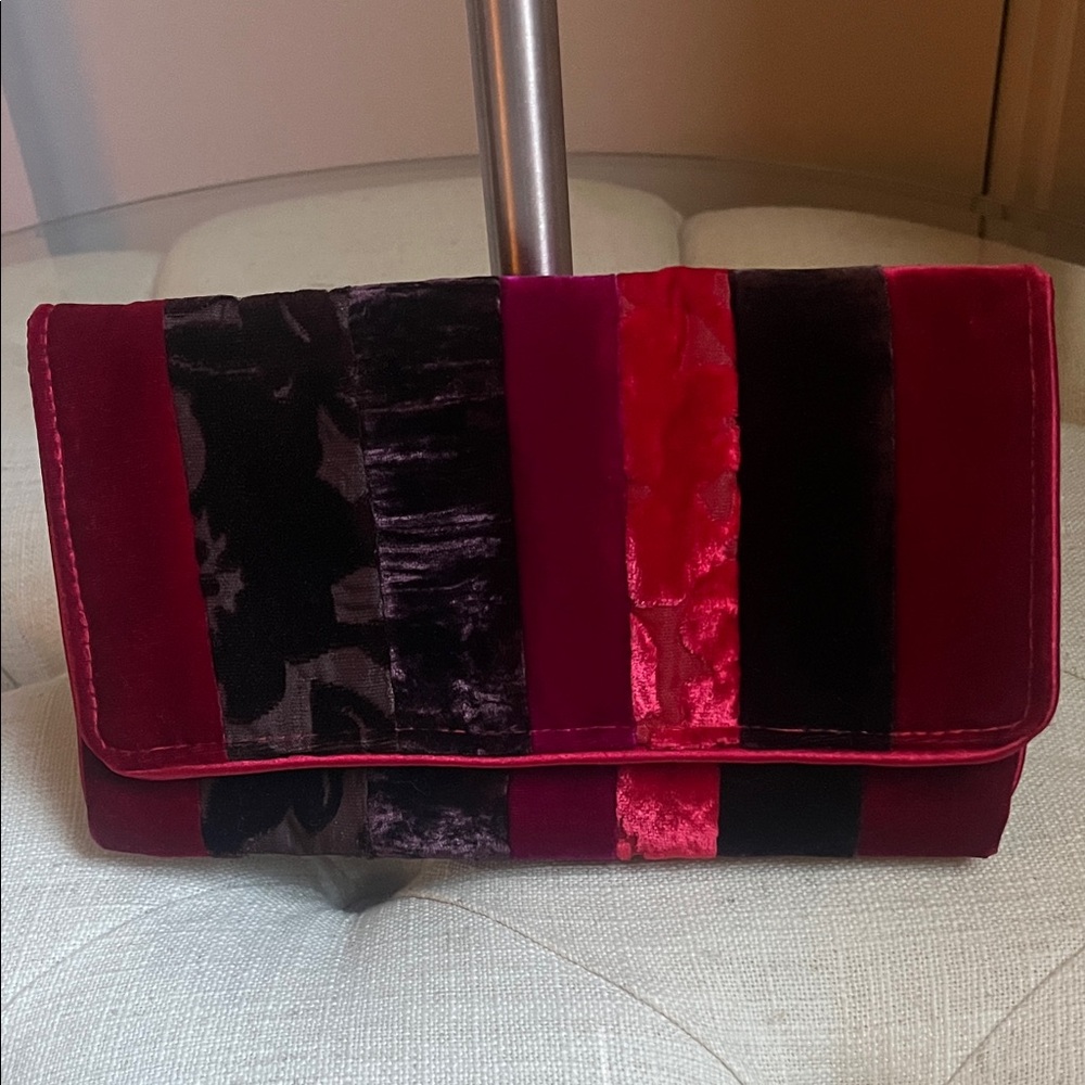 Vintage Velvet Beautiful Multi Color/Pattern Satin Trim Clutch